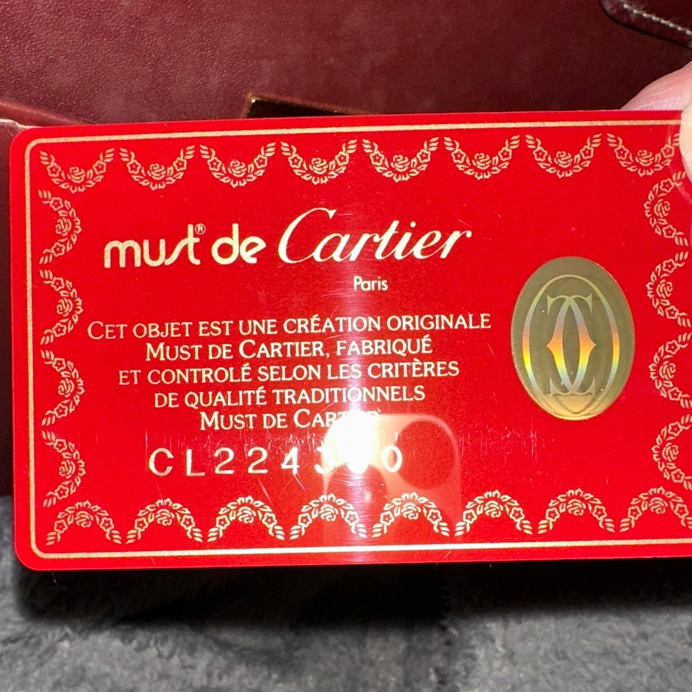 AUTHENTIC Cartier Shoulder Bag Burgundy Leather Crossbody Bag or clutch with COA - Picture 10 of 13